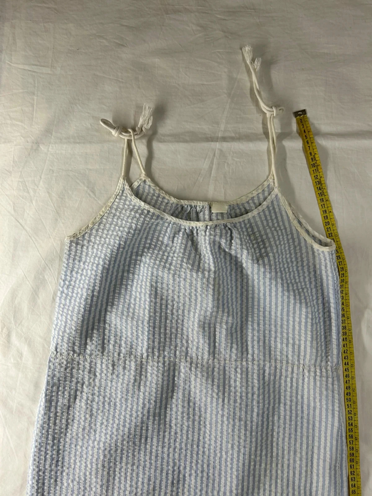 Casual zomerjurk met lichtblauwe en witte strepen vintage maat L – photo 2